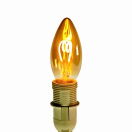 LED loop filament bulb, candle shape, amber