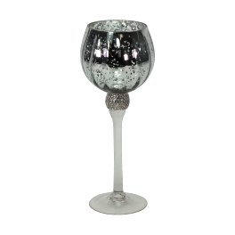Footed candle holder w. rhinestones