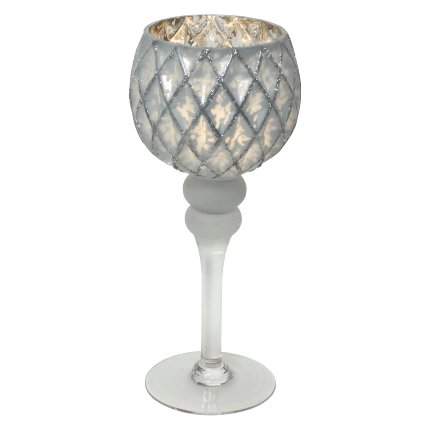 Candle holder o. foot, white/silver