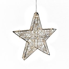 3D wire star w. 80 LEDs, silver