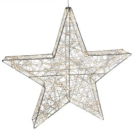 3D wire star w. 120 LEDs, silver