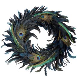 Wreath peacock feather, blue