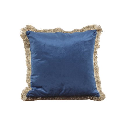Cushion w. fringes, blue