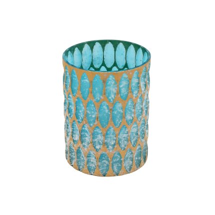 Candle holder Crystal, blue/gold