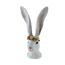 Buste de lapin avec couronne de fleurs