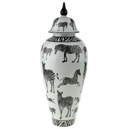 Lidded vase w. zebra design