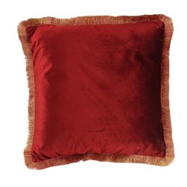 Cushion w. fringes, red