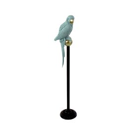 parrot on stick, light blue, polyresin/metal,
