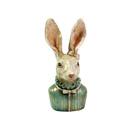 Rabbit bust Heidi, turquoise/cream/gold