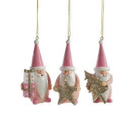 Hanger Santa, 3 assorted, pink