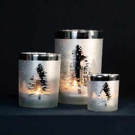 Candle holer Icy Fir, white/silver