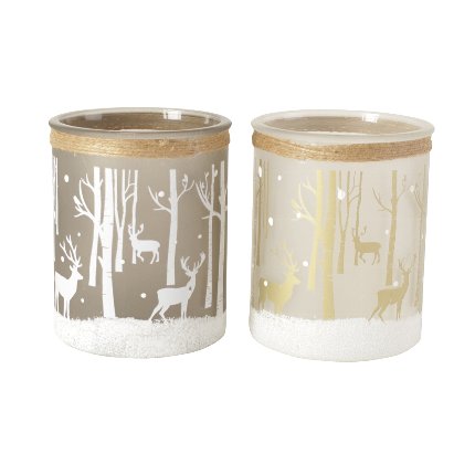 Candle holder Deers in Forest, 2 ass.