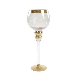 Candle holder, clear/gold