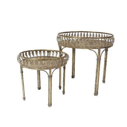 Set of 2 pcs. side table, gold/grey