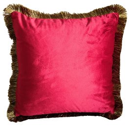 Cushion w. fringes, pink