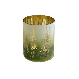 Windlicht Pines, grün/weiß/gold