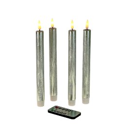 S/4 LED taper candle, silver