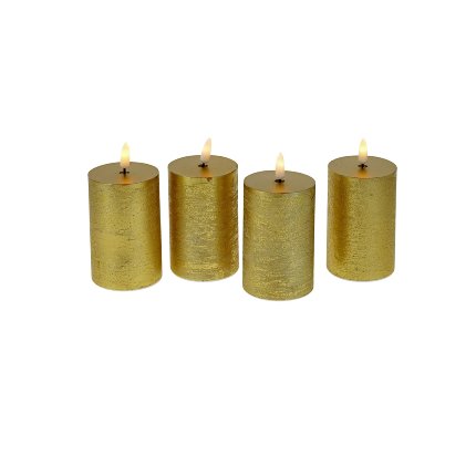 S/4 LED candle 3D Flame, gold