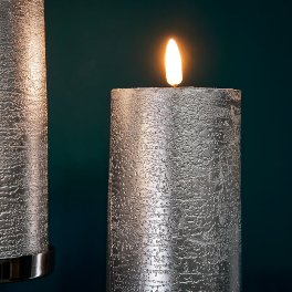 S/4 tlg. LED Kerze 3D Flame, silber