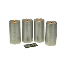 S/4 LED candle 3D Flame, silver