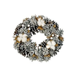 Wreath w. cones and cotton buds
