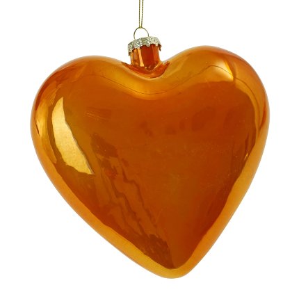Glass heart Pearly, orange