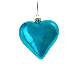 Glass heart Pearly, blue