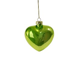 Glass heart Pearly, green