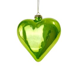 Glass heart Pearly, green
