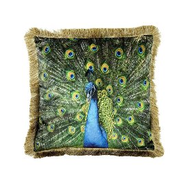 Cushion Peacock, w. fringes