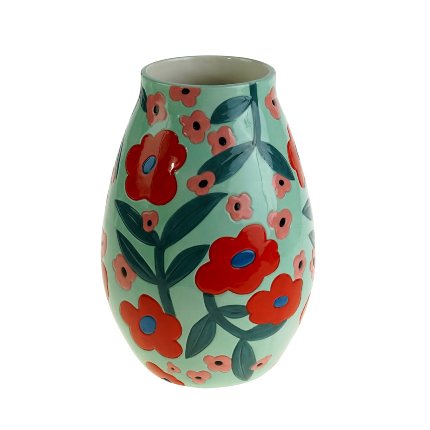 Vase Flores, mint/red/green