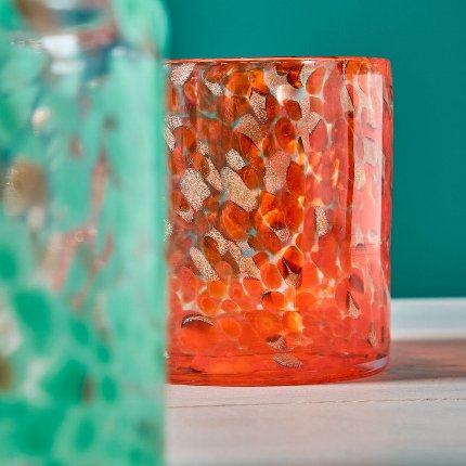 Candle holder Sprinkles, clear/orange