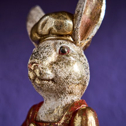 Rabbit figurine Antje, cream/red/gold