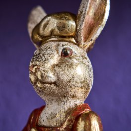 Rabbit figurine Antje, cream/red/gold