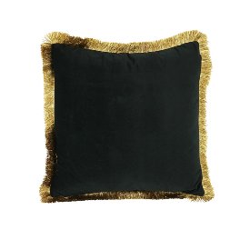 Cushion w. fringes, black
