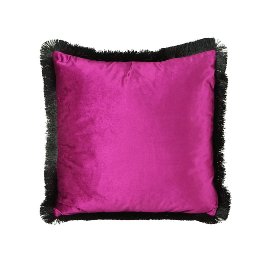 Cushion w. fringes, purple/black