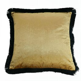 Cushion w. fringes, gold/black