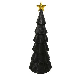 Tree w. star, glittered, black