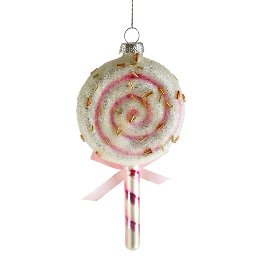 Glass hanger Lollipop, white/pink