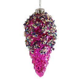 Glass cone w. sequins, pink