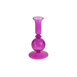 Glass candle holder Delia, purple, glass,