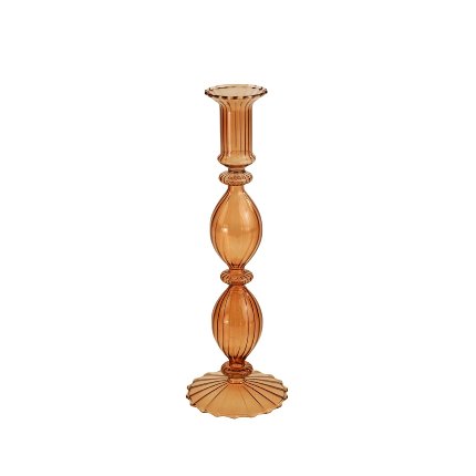 Glass candle holder Ylvie, brown