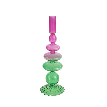 Glass candle holder Samantha, purple/green