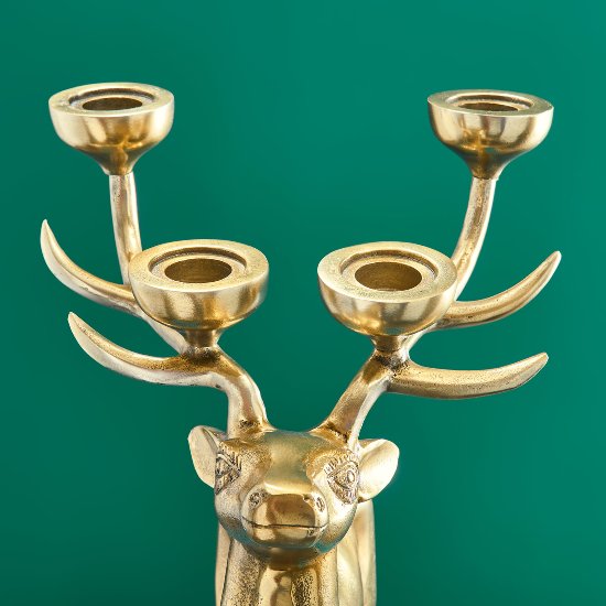 Candle holder deer, gold