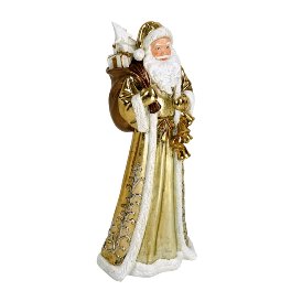 Père Noël avec sac, or/blanc