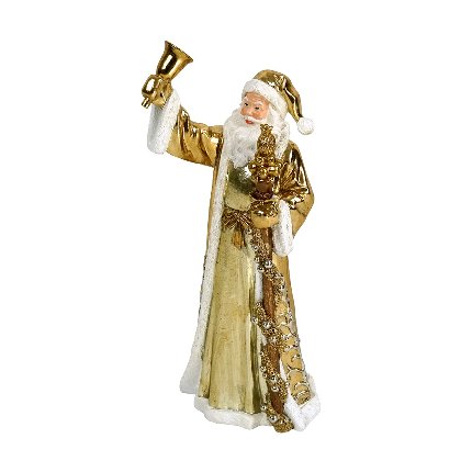 Père Noël avec cloche, or/blanc