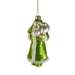 Glass hanger Santa, green