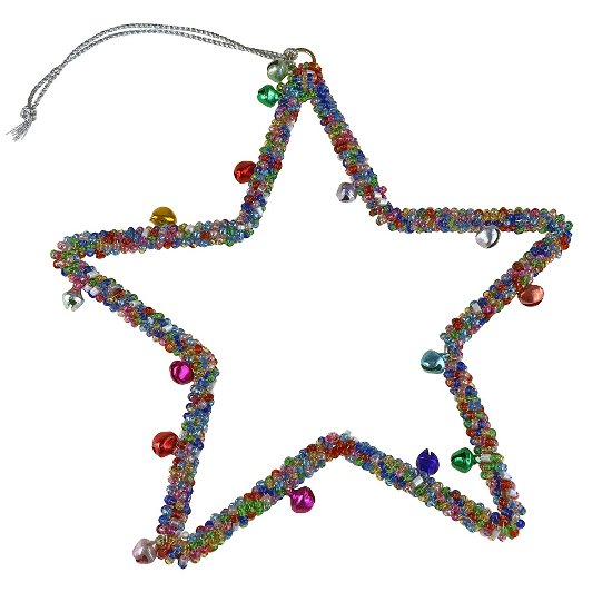 Star hanger w. beads, multicoloured