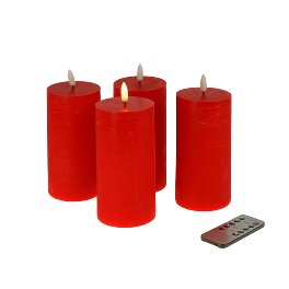S/4 LED candle 3D flame, bright red