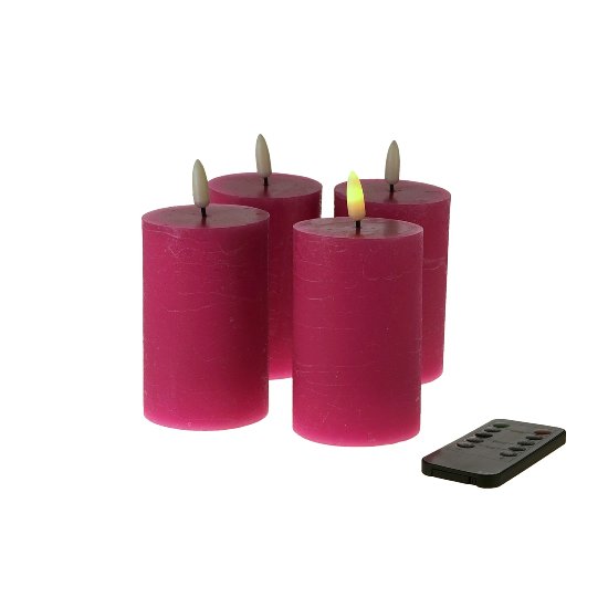S/4 LED candle 3D flame, pink